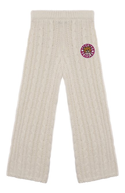 Детские брюки из хлопка и шерсти MOSCHINO белого цвета, арт. HDP057/LHE49/4A-8A | Фото 1 (Случай: Повседневный; Нос: Не проставлено; Материал сплава: Проставлено)