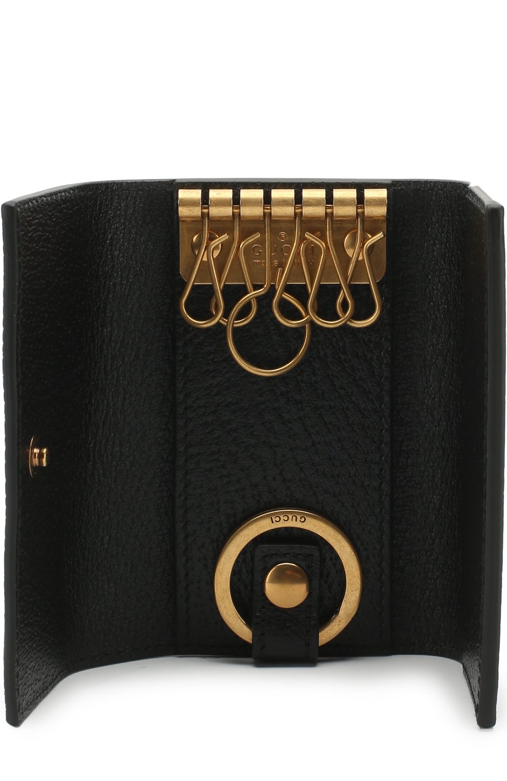 Мужская кожаный футляр для ключей GUCCI черного цвета, арт. 435297/DJ21T | Фото 3 (Материал: Натуральная кожа; Статус проверки: Проверена категория)