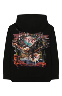 Детский хлопковая толстовка BALMAIN черного цвета, арт. 6M4570/MX120/12-16 | Фото 2 (Рукава: Длинные; Мальчики Кросс-КТ: Толстовка-одежда; Материал внешний: Хлопок)