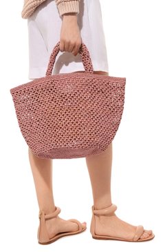Женская сумка SANS-ARCIDET розового цвета, арт. KAPITY LACY-K/M | Фото 2 (Женское Кросс-КТ: Сумка-пляжные сумки; Материал сплава: Проставлено; Материал: Растительное волокно; Драгоценные камни: Проставлено; Размер: large)