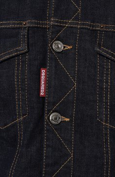 Мужская джинсовая куртка DSQUARED2 темно-синего цвета, арт. S74AM1442/S30664 | Фото 5 (Кросс-КТ: Куртка, Деним; Рукава: Длинные; Материал сплава: Проставлено; Материал внешний: Хлопок, Деним; Драгоценные камни: Проставлено; Длина (верхняя одежда): Короткие; Стили: Кэжуэл)