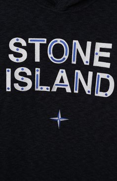 Детский худи из шерсти и хлопка STONE ISLAND темно-синего цвета, арт. 7516521D1/14 | Фото 3 (Материал внешний: Шерсть, Хлопок; Рукава: Длинные; Мальчики Кросс-КТ: Толстовка-одежда, Худи-одежда; Ростовка одежда: 16 лет | 164 см)