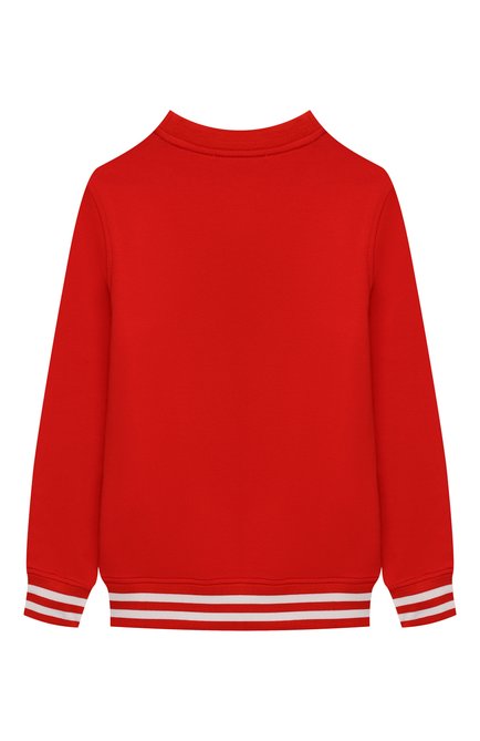 Детский хлопковый свитшот MOSCHINO красного цвета, арт. H8F039/LDA14/10A-14A | Фото 2 (Рукава: Длинные; Материал внешний: Хлопок; Девочки Кросс-КТ: Свитшот-одежда; Ростовка одежда: 10 - 11 лет | 140 - 146см, 12 лет | 152 см, 13 - 15 лет | 158 см)