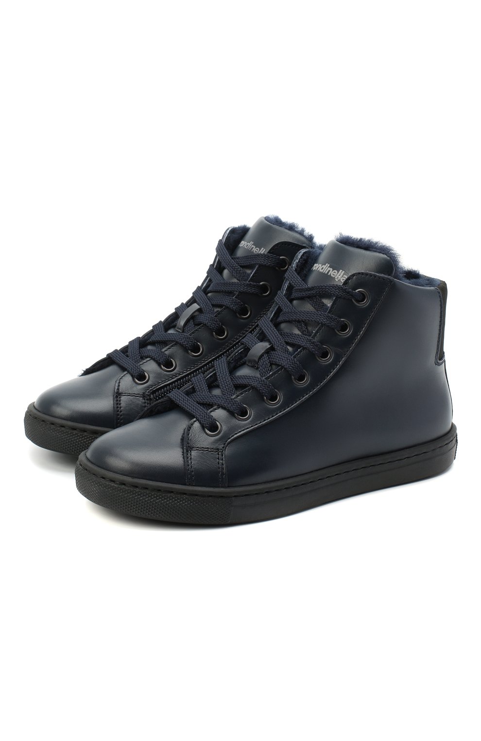 Детские высокие кожаные кеды RONDINELLA синего цвета, арт. 11578-1/664/31-33 | Фото 1 (Материал утеплителя: Натуральный мех; Мальчики Кросс-КТ: Обувь-высокие; Региональные ограничения белый список (Axapta Mercury): RU; Мальчики-школьная форма: Спортивная обувь; толщина подошвы: 2; ширина носка стельки: 7, 7,3)