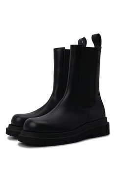Мужские кожаные челси lug BOTTEGA VENETA черного цвета, арт. 676890/V1BN1 | Фото 1 (Каблук высота: Высокий; Материал утеплителя: Натуральный мех; Мужское Кросс-КТ: зимние сапоги, Сапоги-обувь, Челси-обувь; Подошва: Массивная)