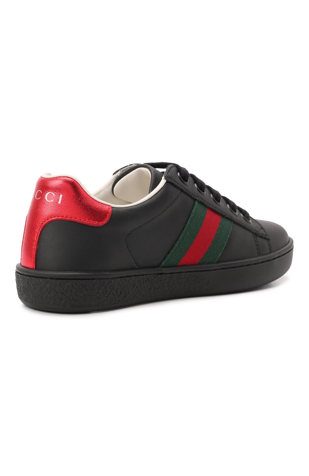 Мужского кожаные кеды GUCCI черного цвета, арт. 433148/CPWE0 | Фото 3 (Мальчики Кросс-КТ: Обувь-низкие; Статус проверки: Проверено, Проверена категория)