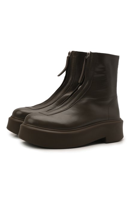 Женские кожаные ботинки zipped boot i THE ROW хаки цвета по цене 179000 руб., арт. F1144-N60 | Фото 1