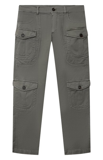 Детские хлопковые брюки BRUNELLO CUCINELLI хаки цвета по цене 81800 руб., арт. B289LP112C | Фото 1
