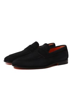 Мужские замшевые пенни-лоферы SANTONI темно-синего цвета, арт. MCNG18104LC7BSCXU60 | Фото 1 (Региональные ограничения белый список (Axapta Mercury): Не проставлено; Материал внутренний: Натуральная кожа; Материал сплава: Проставлено; Нос: Не проставлено; Стили: Классический; Материал внешний: Замша)
