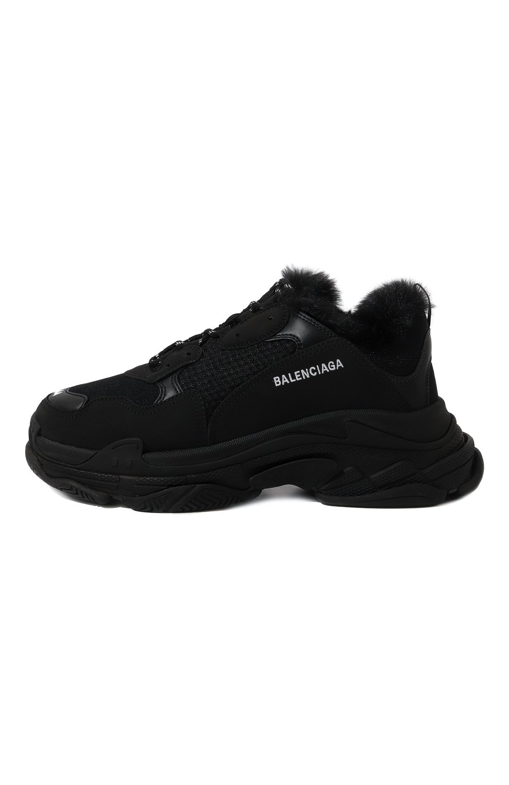 Мужские комбинированные кроссовки triple s BALENCIAGA черного цвета, арт. 668563W3CQ5 | Фото 4 (Материал внешний: Экокожа, Текстиль; Материал утеплителя: Экомех; Стили: Классический)