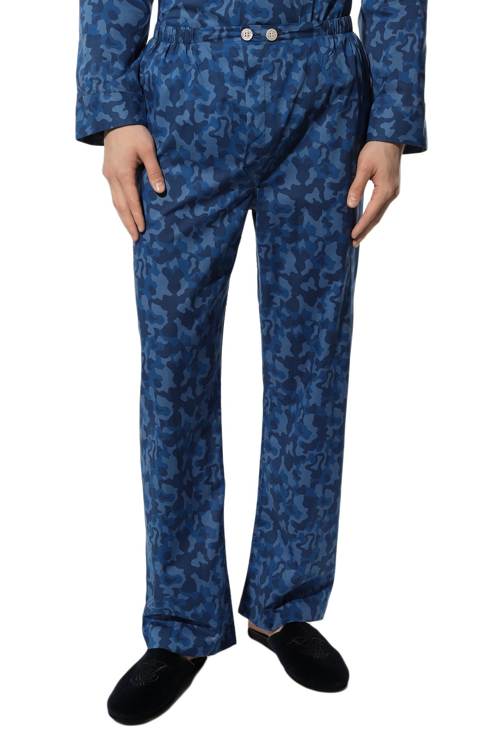 Мужская хлопковая пижама DEREK ROSE синего цвета, арт. 5000-LEDB055 | Фото 5 (Рукава: Длинные; Длина (брюки, джинсы): Стандартные; Кросс-КТ: домашняя одежда; Длина (для топов): Стандартные; Материал сплава: Проставлено; Материал внешний: Хлопок; Драгоценные камни: Проставлено)
