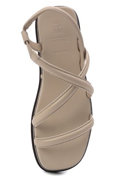 Женские кожаные сандалии BRUNELLO CUCINELLI бежевого цвета, арт. MZ0PG2224 | Фото 6 (Подошва: Платформа; Материал внутренний: Натуральная кожа)