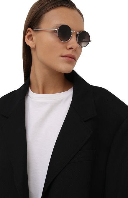 Женские солнцезащитные очки MATSUDA серебряного цвета, арт. 10601H PW-BLK | Фото 2 (Тип очков: С/з; Кросс-КТ: С/з-унисекс; Очки форма: Круглые; Оптика Гендер: оптика-унисекс)