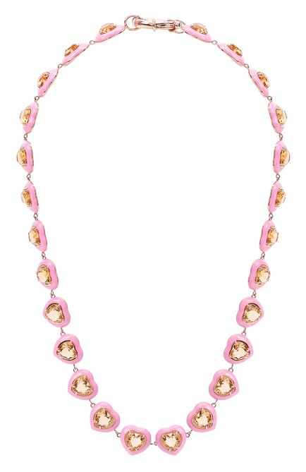 Женское ожерелье с сердцами из цитрина MOONKA розового цвета, арт. crg-nl5-ctr | Фото 1 (Материал: Серебро)