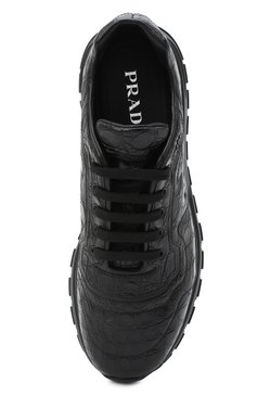Мужские кроссовки из кожи каймана PRADA черного цвета, арт. 4E3388-3EA5-F0002 | Фото 5 (Стили: Классический; Материал утеплителя: Без утеплителя; Подошва: Массивная; Материал внешний: Экзотическая кожа)