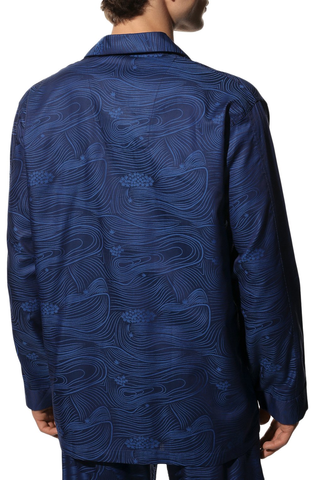 Мужская хлопковая пижама DEREK ROSE темно-синего цвета, арт. 5000-PARI022 | Фото 4 (Рукава: Длинные; Длина (брюки, джинсы): Стандартные; Кросс-КТ: домашняя одежда; Длина (для топов): Стандартные; Материал внешний: Хлопок)