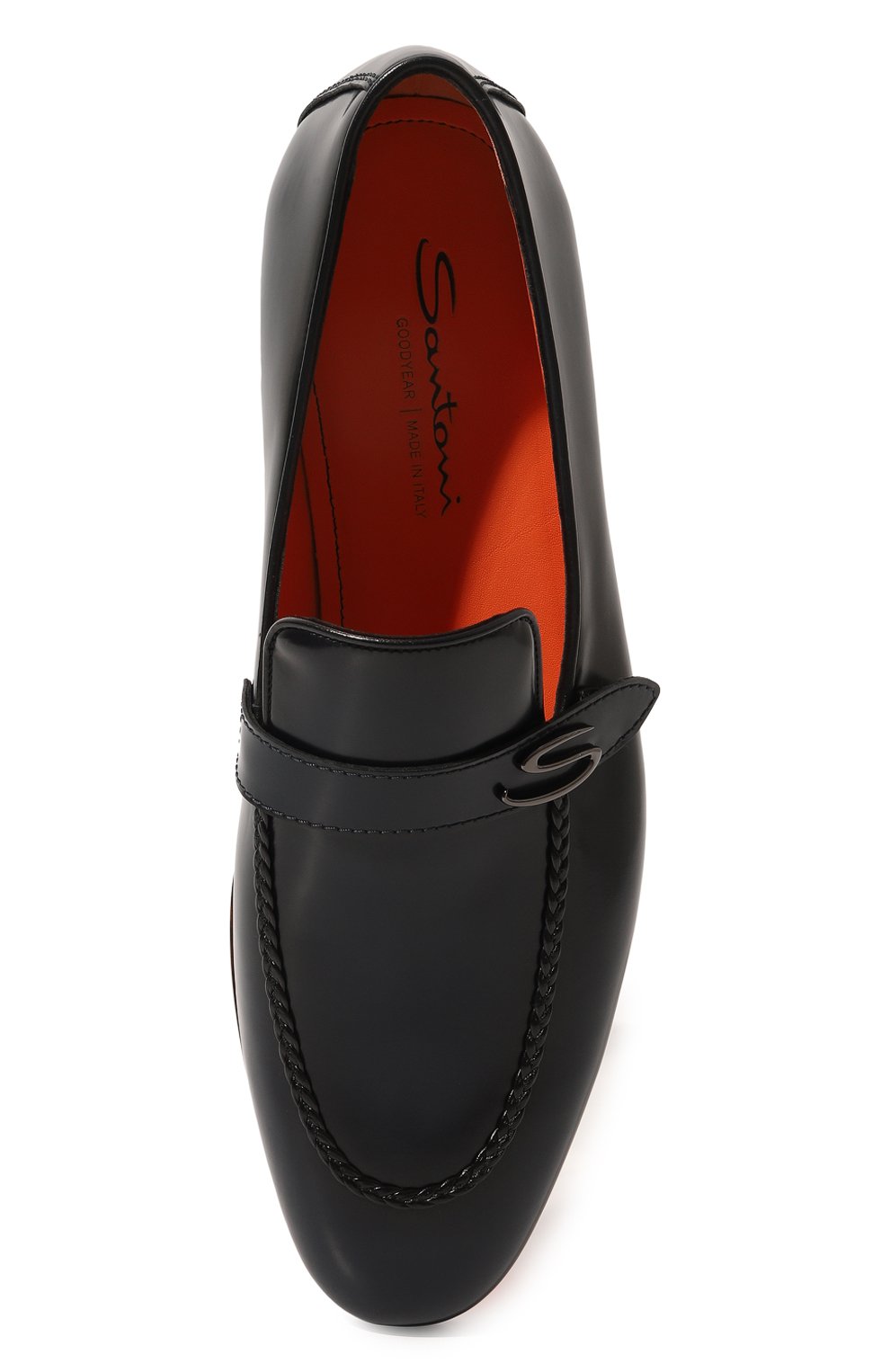 Мужские кожаные лоферы SANTONI темно-синего цвета, арт. MCNG18457SA4BP0HU59 | Фото 6 (Материал внутренний: Натуральная кожа; Стили: Классический)