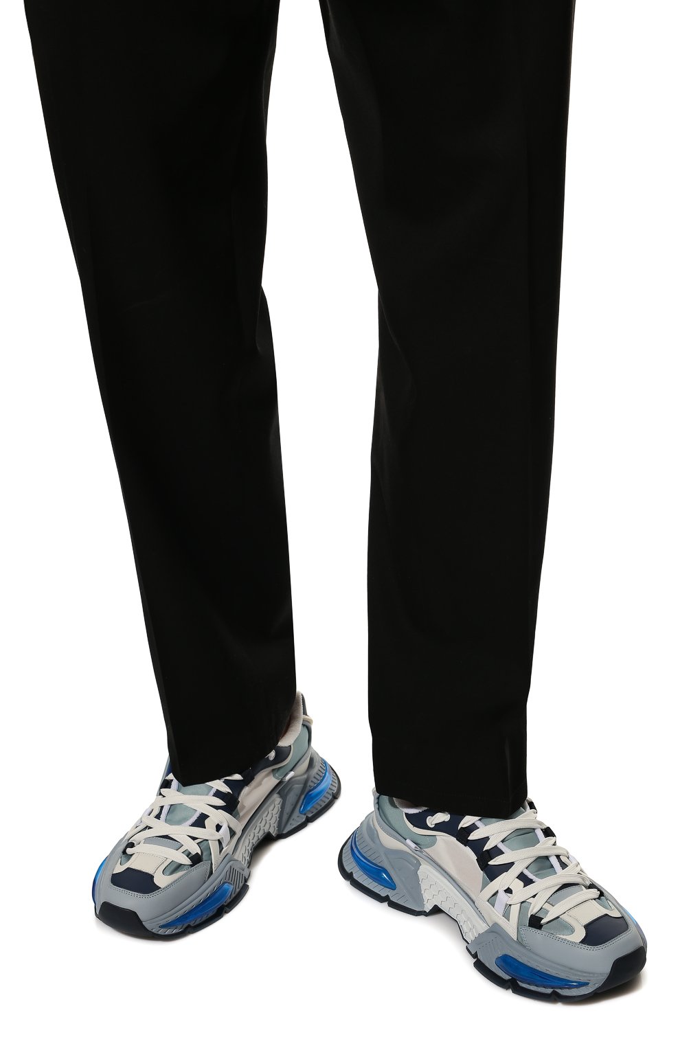 Мужские комбинированные кроссовки airmaster DOLCE & GABBANA голубого цвета, арт. CS1984/AQ743 | Фото 3 (Материал внешний: Текстиль; Материал внутренний: Натуральная кожа, Текстиль; Материал утеплителя: Без утеплителя; Подошва: Массивная; Стили: Спорт)