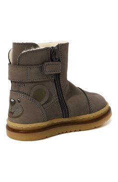 Детские кожаные ботинки WALKEY серого цвета, арт. Y1A5-42871-1141900/20-24 | Фото 3 (Материал утеплителя: Натуральный мех; Материал спл ава: Проставлено; Нос: Не проставлено)
