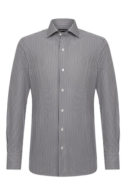Мужская хлопковая сорочка TOM FORD черно-белого цвета по цене 61400 руб., арт. 9FT770/94S3AX | Фото 1