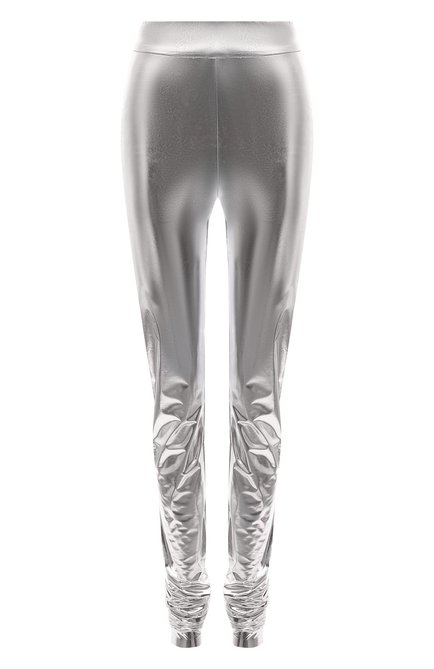 Женские леггинсы DOLCE & GABBANA серебряного цвета, а�рт. FTCAFT/FUGMH | Фото 1 (Длина (брюки, джинсы): Удлиненные; Материал внешний: Синтетический материал; Стили: Гламурный; Женское Кросс-КТ: Леггинсы-одежда)