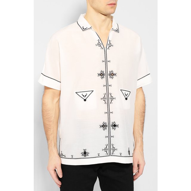 фото Рубашка из смеси хлопка и шелка saint laurent