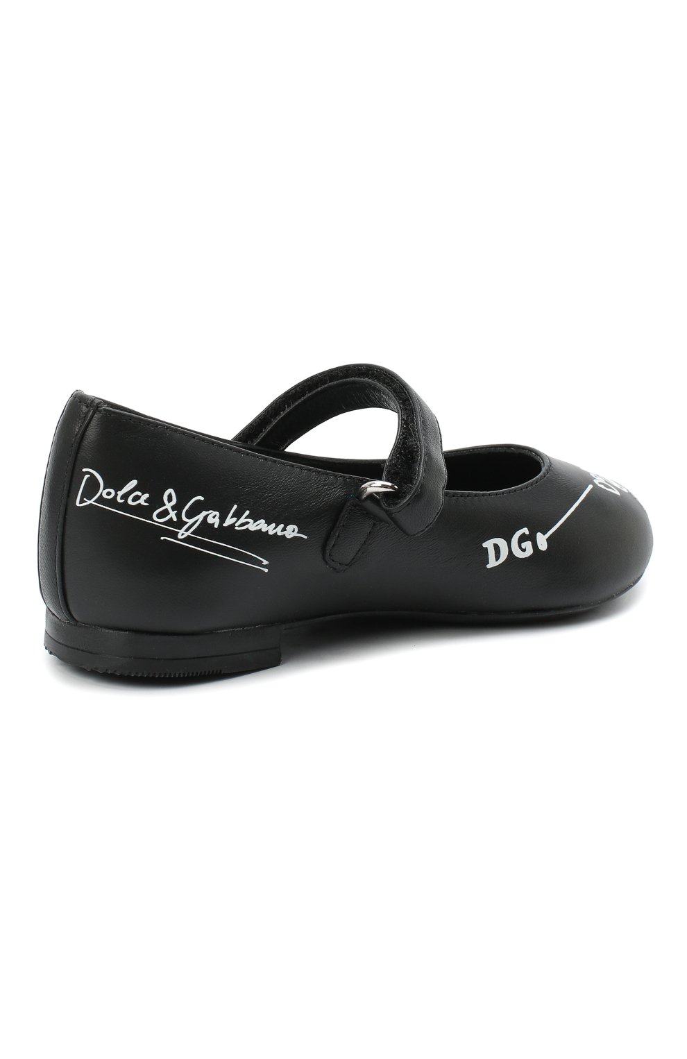 Детские кожаные балетки DOLCE & GABBANA черного цвета, арт. D10699/AW638/24-28 | Фото 3 (Материал внутренний: Натуральная кожа; Региональные ограничения белый список (Axapta Mercury): RU; Девочки-школьная форма: Классическая обувь; Длина стельки: 14,7, 15,4, 16,1, 16,7, 17,4; ширина носка стельки: 6, 6,3, 6,5; толщина подошвы: 0,5; высота каблука: 0,9)