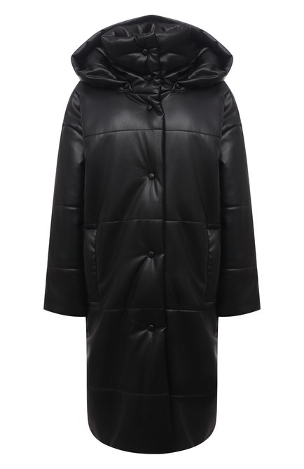 Женская утепленная куртка NANUSHKA черного цвета, арт. NW20FW0W02399 | Фото 1 (Материал внешний: Синтетический материал; Длина (верхняя одежда): До колена; Рукава: Длинные; Стили: Кэжуэл; Материал подклада: Синтетический материал; Кросс-КТ: Пуховик, Утепленный, Куртка)