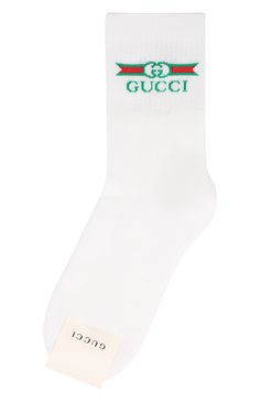 Мужские хлопковые носки GUCCI белого цвета, арт. 604038/4GA25 | Фото 1 (Кросс-КТ: бельё; Материал внешний: Хлопок)