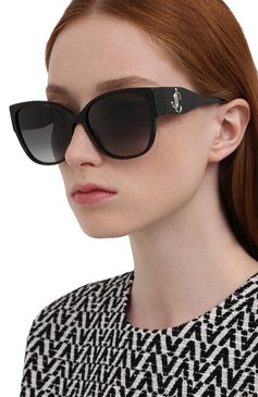 Женски е солнцезащитные очки JIMMY CHOO черного цвета, арт. SHAY DXF | Фото 2 (Региональные ограничения белый список (Axapta Mercury): RU; Тип очков: С/з; Оптика Гендер: оптика-женское; Очки форма: Бабочка)