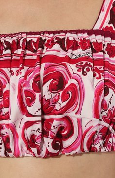 Женский шелковый топ DOLCE & GABBANA фуксия цвета, арт. F755PT/HPABT | Фото 5 (Женское Кросс-КТ: Топ-пляжная одежда; Материал внешний: Шелк; Рукава: На бретелях; Материал сплава: Проставлено; Драгоценные камни: Проставлено; Длина (для топов): Укороченные; Стили: Романтичный; Материал подклада: Шелк)