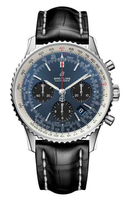Мужские часы b01 chronograph 43 BREITLING бесцветного цвета, арт. AB0121211C1P1 | Фото 1 (Материал корпуса: Сталь; Цвет циферблата: Синий; Механизм: Автомат)