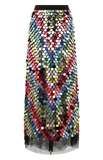 Женская юбка с отделкой пайетками GUCCI разноцветного цвета, арт. 680278 ZAIBZ | Фото 1 (Материал внешний: Синтетический материал, Вискоза; Длина Ж (юбки, платья, шорты): Макси)
