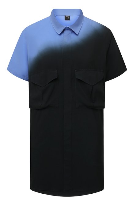 Женская рубашка Y`S синего цвета, арт. YD-B03-208 | Фото 1 (Стили: Минимализм; Длина (для топов): Удлиненные; Принт: С принтом; Материал внешний: Купро, Вискоза, Растительное волокно; Рукава: Короткие; Женское Кросс-КТ: Рубашка-одежда; Региональные ограничения белый список (Axapta Mercury): RU)