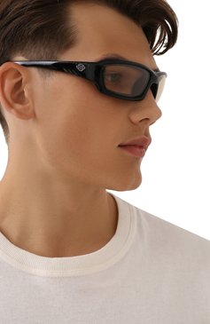 Мужские солнцезащитные очки HARLEY-DAVIDSON черного цвета, арт. HDGEM08 | Фото 2 (Кросс-КТ: С/з-мужское; Материал: Пластик; Тип очков: С/з; Очки форма: Узкие; Оптика Гендер: оптика-мужское)