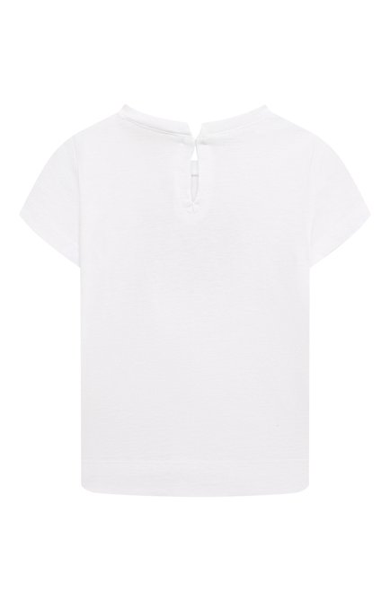 Детский хлопковая футболка MONNALISA белого цвета, арт. 39C612. | Фото 2 (Материал внешний: Хлопок; Материал сплава: Проставлено; Нос: Не проставлено)