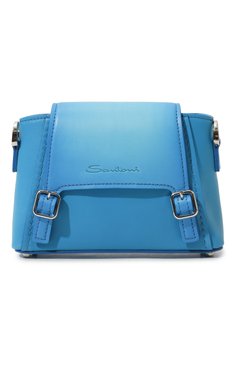 Женская сумка SANTONI голубого цвета, арт. UFBBA2360DB-A2SCZ32 | Фото 1 (Сумки-технические: Сумки через плечо; Материал: Натуральная кожа; Материал сплава: Проставлено; Размер: mini; Ремень/цепочка: На ремешке; Драгоценные камни: Проставлено)