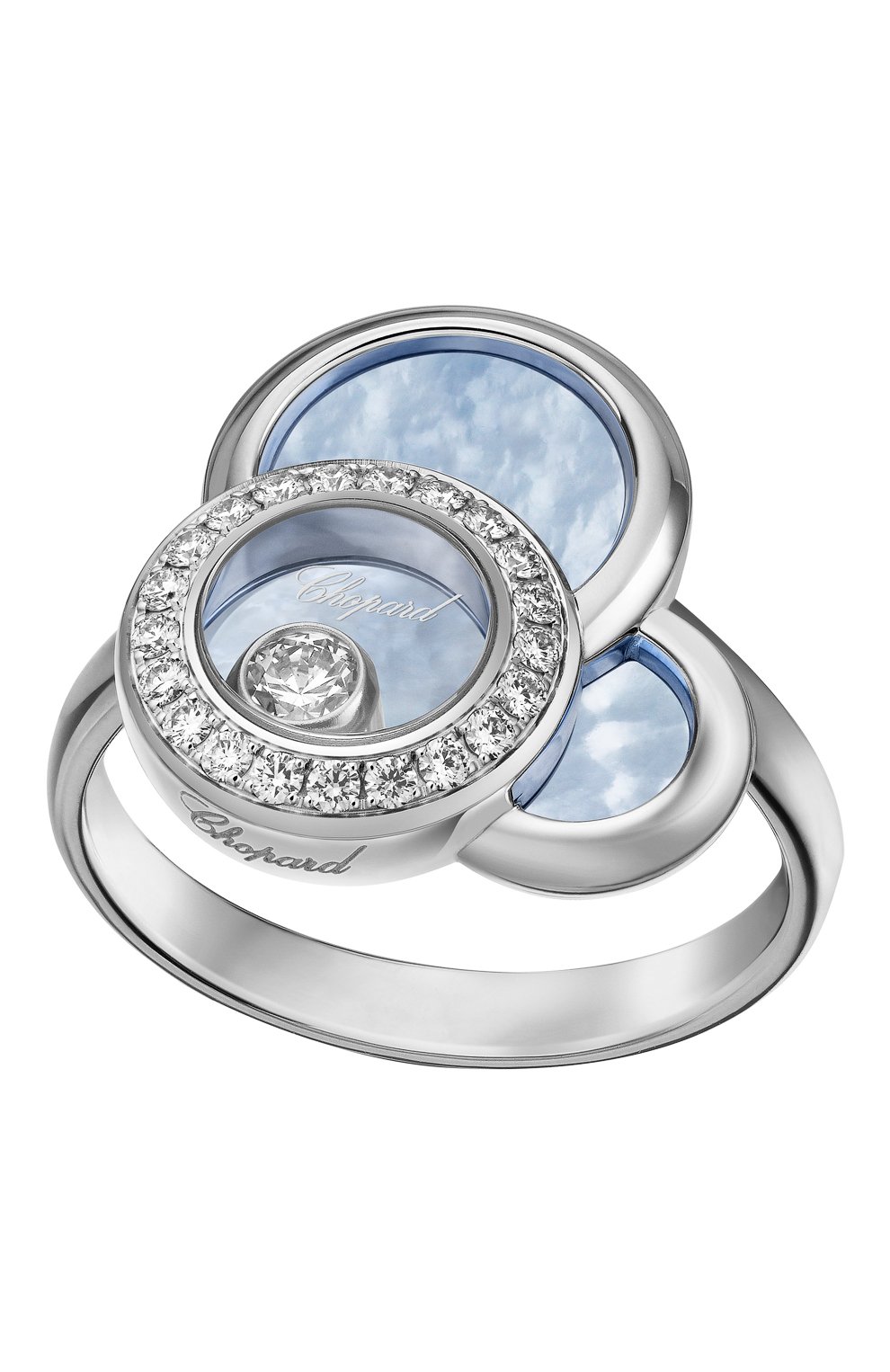 Женские кольцо CHOPARD бесцветного цвета, арт. 829769-1069 | Фото 1 (Материал сплава: Белое золото; Драгоценные камни: Бриллианты)