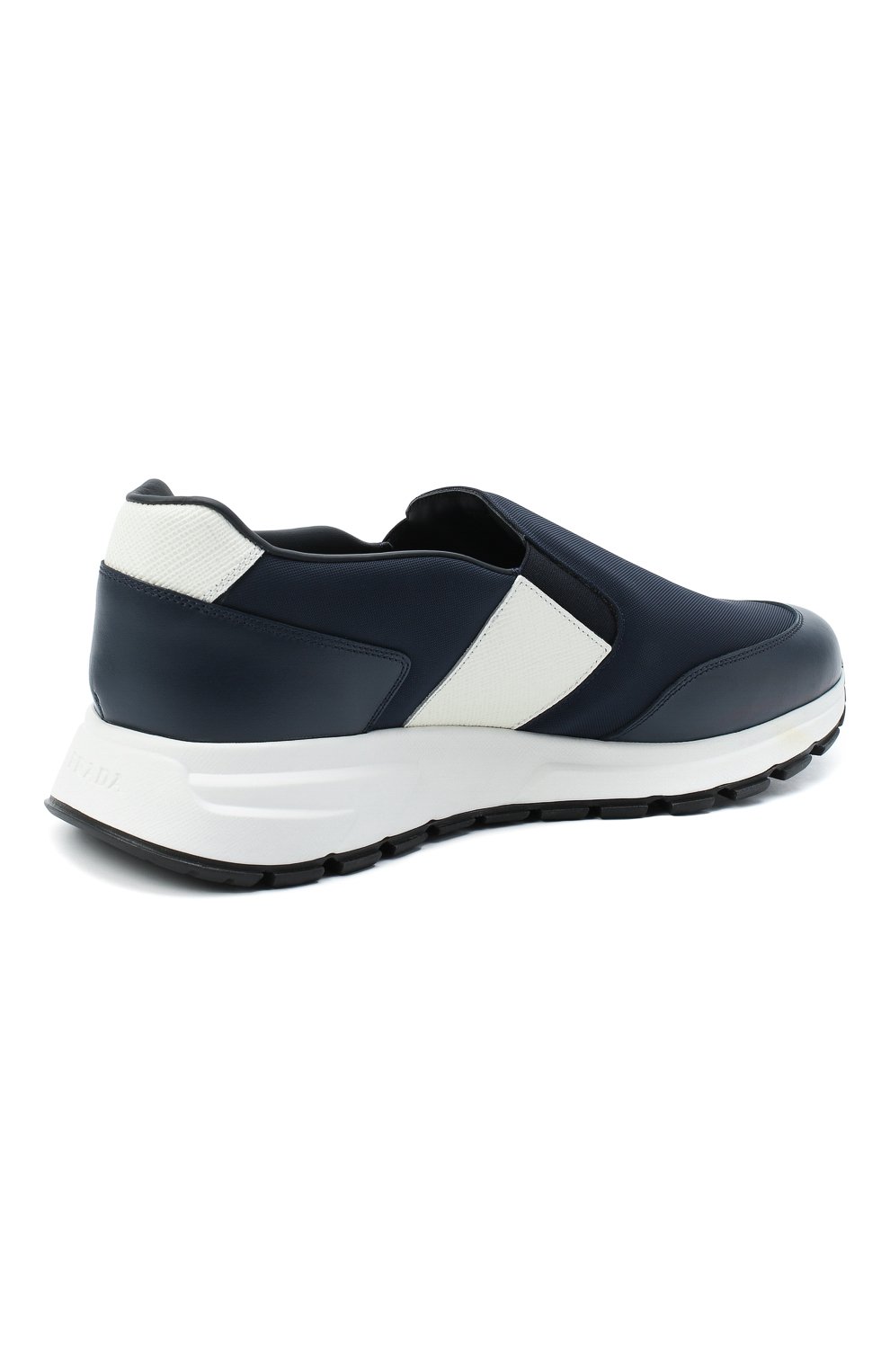 Мужские комбинированные кроссовки PRADA синего цвета, арт. 4D3516-3L1K-F0Q8A-G000 | Фото 4 (Материал внешний: Текстиль; Стили: Классический; Материал утеплителя: Без утеплителя; Подошва: Массивная)
