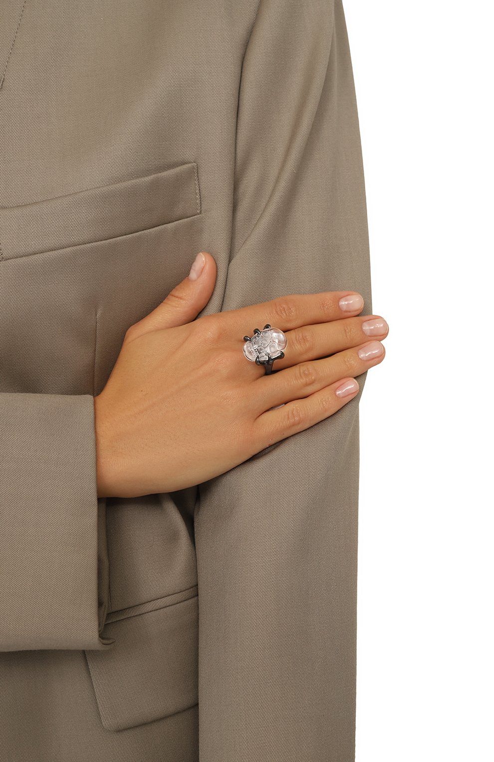 Женское кольцо DZHANELLI серого цвета, арт. 00269 | Фото 2 (Материал: Серебро; Региональные ограничения белый список (Axapta Mercury): Не проставлено; Нос: Не проставлено)