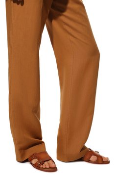 Женские кожаные шлепанцы SANTONI светло-коричневого цвета, арт. WHPF70071HA1TLGAC50 | Фото 3 (Каблук высота: Низкий; Материал внутренний: Натуральная кожа; Подошва: Плоская)
