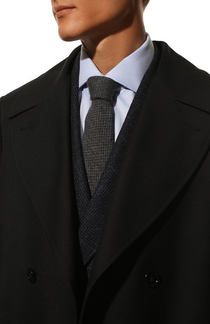 Мужской кашемировый галстук KITON темно-серого цвета, арт. UCRVKLC03H69 | Фото 2 (Материал: Шерсть, Текстиль, Кашемир; Принт: С принтом, Без принта)
