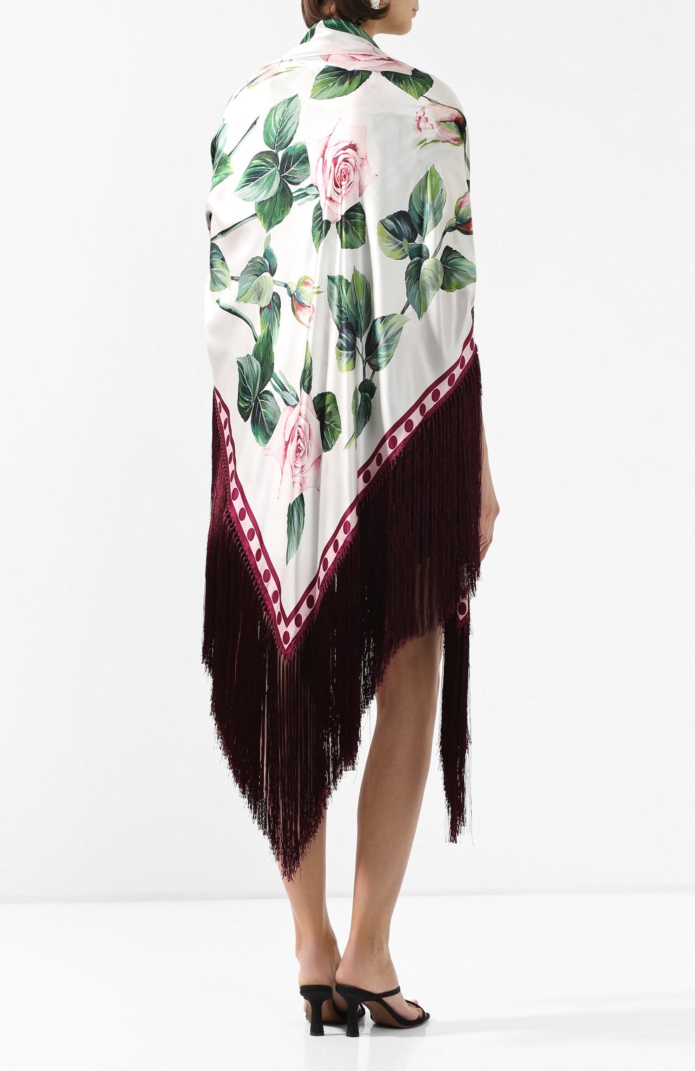 Женская шаль из смеси шелка и вискозы DOLCE & GABBANA белого цвета, арт. FS208A/GDS22 | Фото 4 (Материал: Текстиль, Шелк, Вискоза)