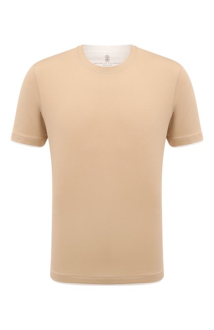 Мужская хлопковая футболка BRUNELLO CUCINELLI бежевого цвета по цене 46300 руб., арт. M0T617427 | Фото 1