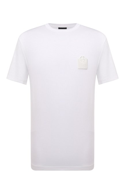 Мужская футболка из вискозы GIORGIO ARMANI белого цвета по цене 45700 руб., арт. 6KSM74/SJKLZ | Фото 1