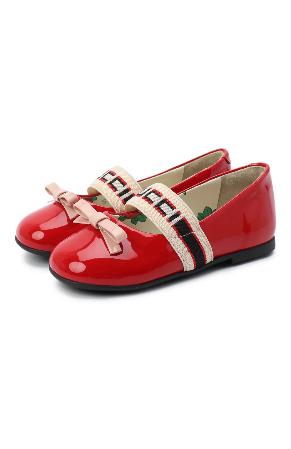Детские кожаные балетки GUCCI красного цвета, арт. 552941/0IRA0 | Фото 1 (Материал внутренний: Натуральная кожа; Региональные ограничения белый список (Axapta Mercury): RU; Девочки-школьная форма: Классическая обувь; Длина стельки: 12,6, 13,3, 13,9, 14,6, 15,3, 15,9, 16,6; высота каблука: 0,8; ширина носка стельки: 5,7, 5,4, 5,9, 6, 6,3; толщина подошвы: 0,5)