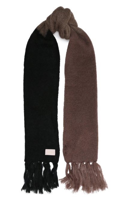Женский шарф COCCINELLE темно-коричневого цвета, арт. E7 PGU 31 01 01 | Фото 1 (Материал сплава: Проставлено; Нос: Не проставлено; Материал: Шерсть, Текстиль, Синтетический материал)