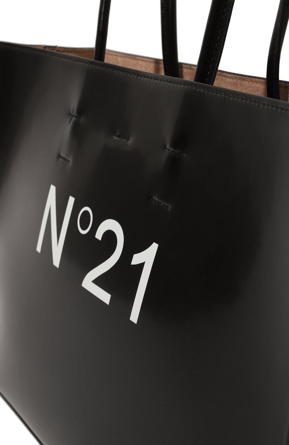 Женский сумка-тоут N21 черного цвета, арт. 23EBP0102BS01 | Фото 3 (Сумки-технические: Сумки-шопперы; Размер: medium; Ремень/цепочка: На рем�ешке; Материал: Экокожа)