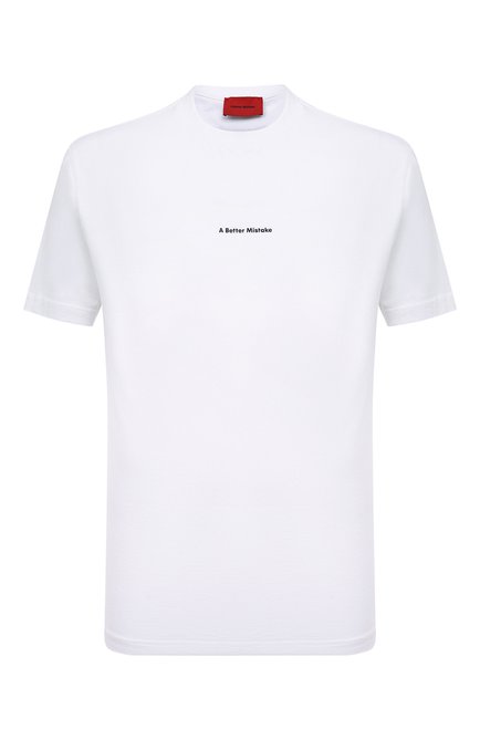 Мужская хлопковая футболка A BETTER MISTAKE белого цвета, арт. 04D10TS007M JS031PD | Фото 1 (Рукава: Короткие; Материал внешний: Хлопок; Длина (для топов): Стандартные; Принт: С принтом; Стили: Кэжуэл)
