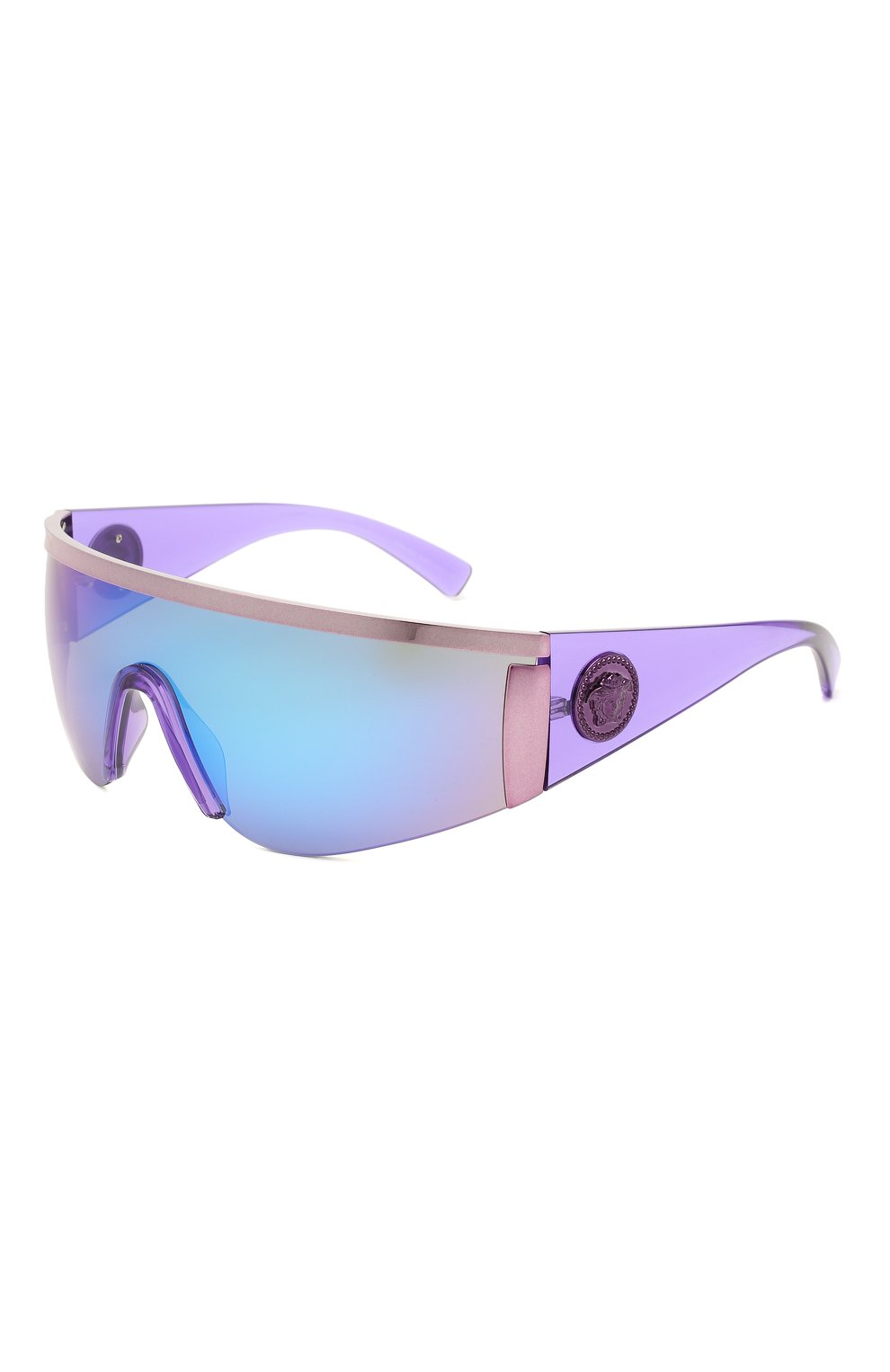 Женски е солнцезащитные очки VERSACE фиолетового цвета, арт. 2197-146455 | Фото 1 (Региональные ограничения белый список (Axapta Mercury): RU; Тип очков: С/з; Очки форма: Маска; Оптика Гендер: оптика-женское)